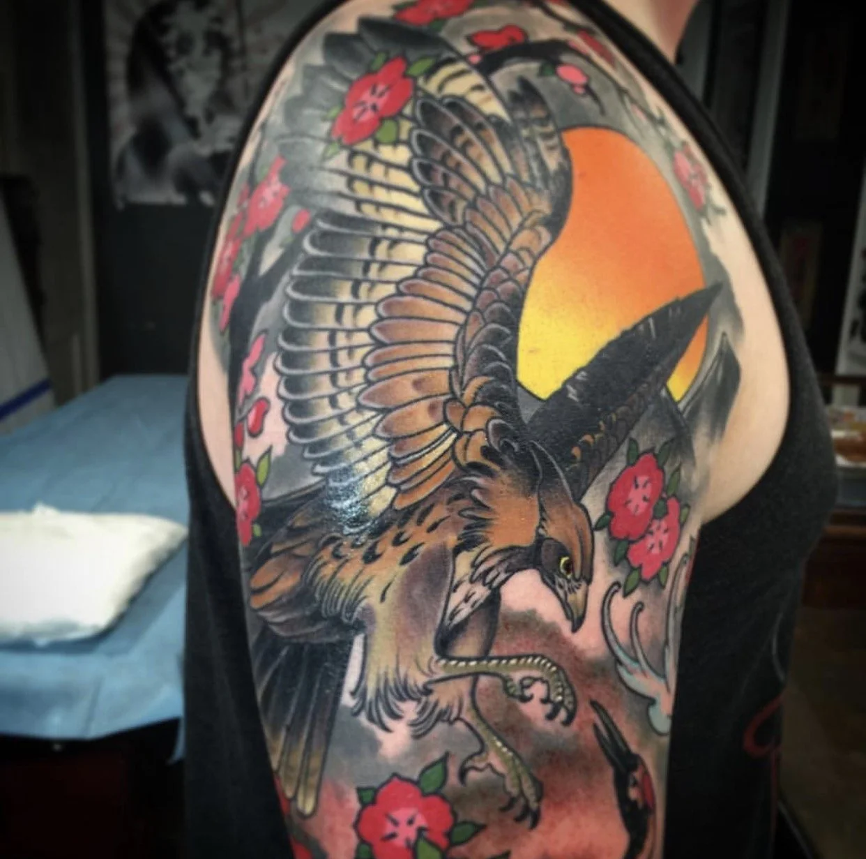 Powerful hawk with Japanese elements
